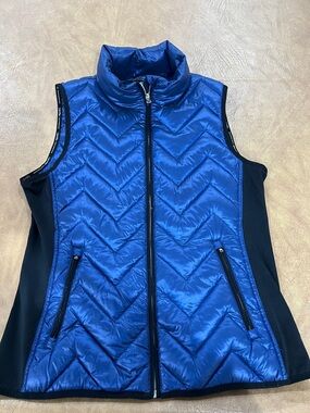 Calvin Klein Performance Royal Blue Quilted Puffer Vest with Black Panels
